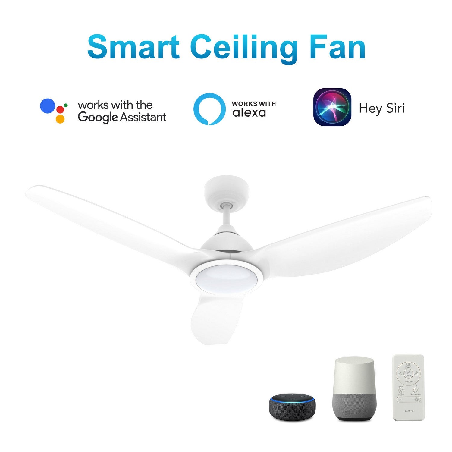 Carro - VS523K-L12-W1-1 - 52"Smart Ceiling Fan - Cranston - White