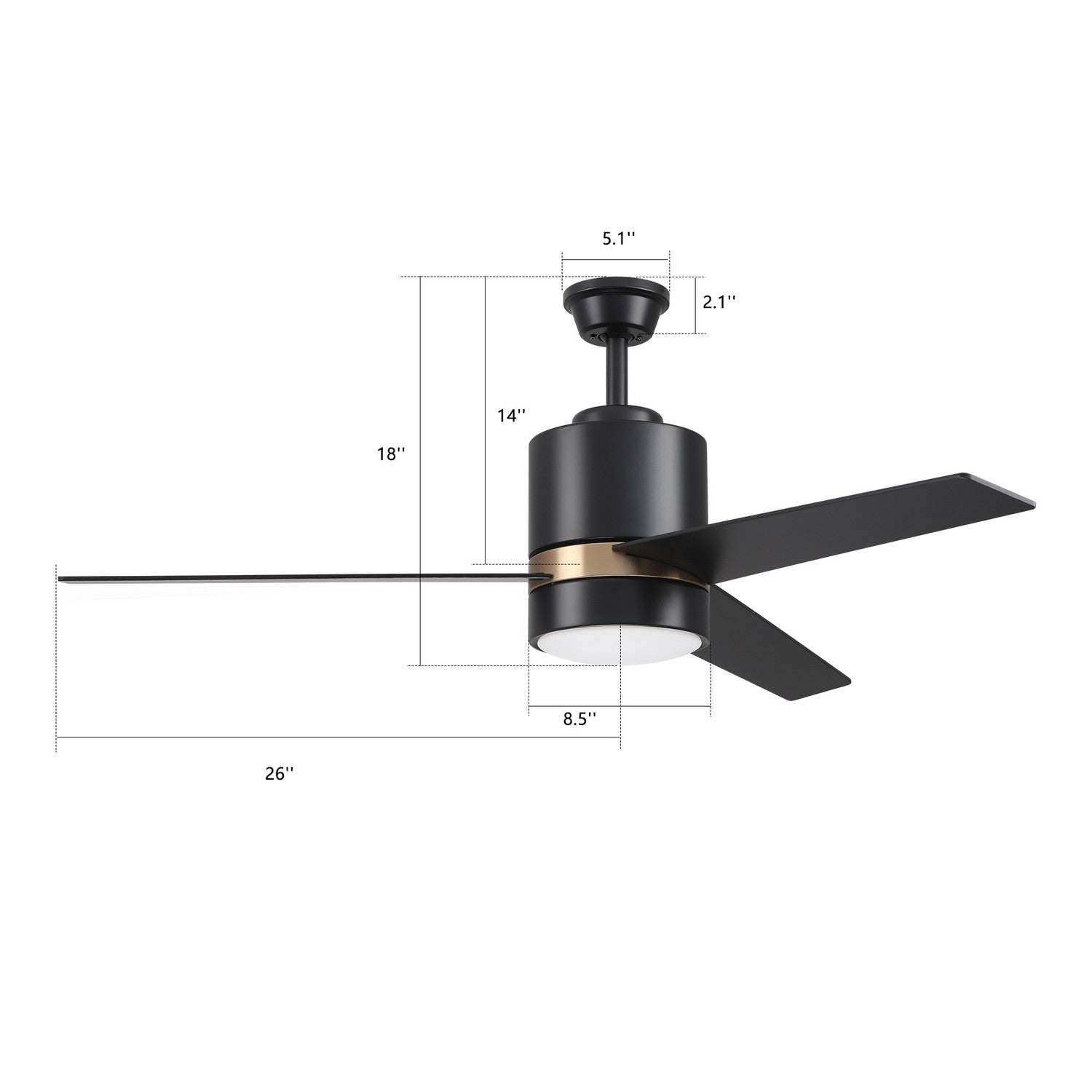 Carro - VWGS-523A-L11-B2-1G - 52"Smart Ceiling Fan - Raiden - Black