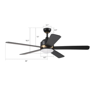 Carro - VWGS-525A2-L11-B2-1G - 52"Smart Ceiling Fan - Simoy - Black