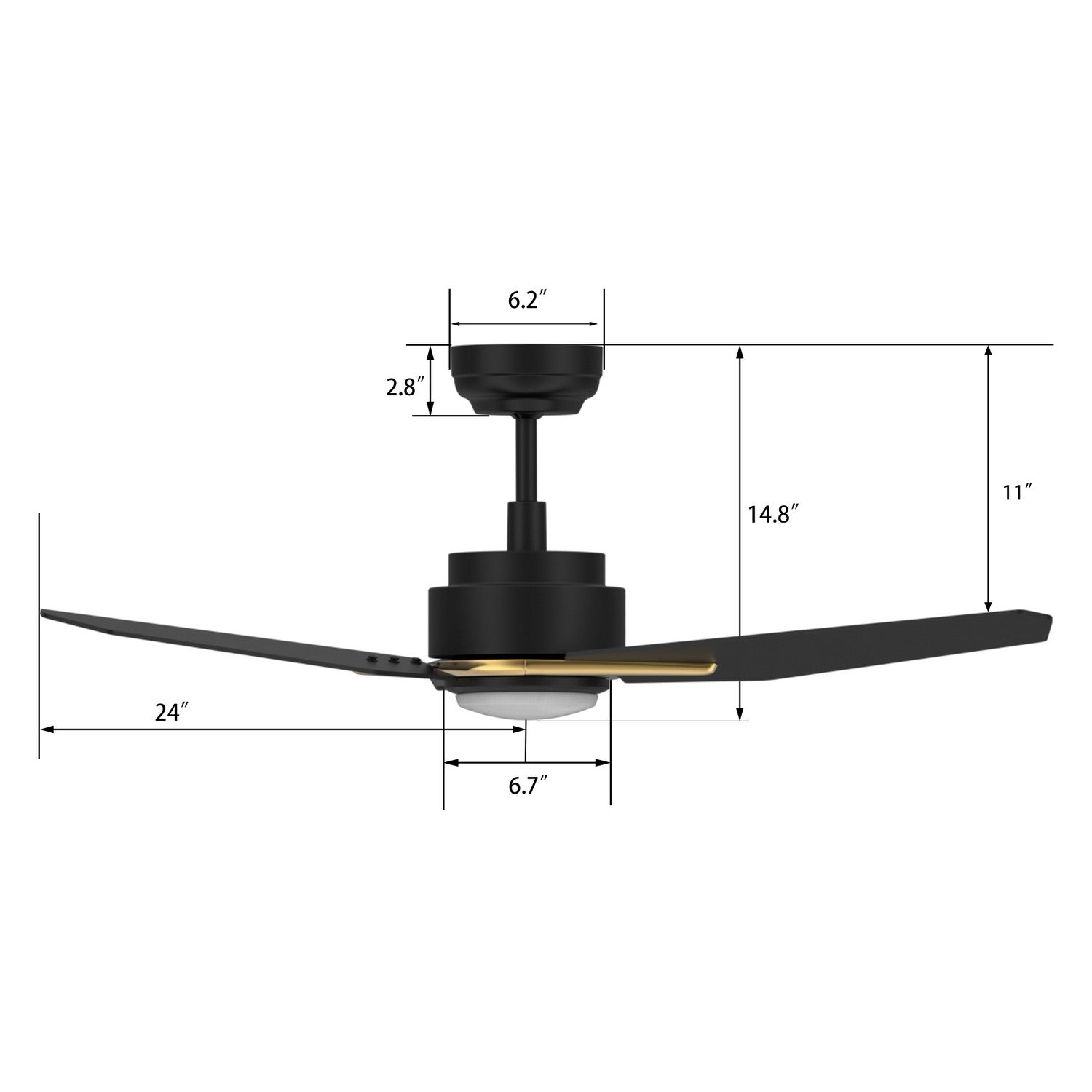 Carro - VS483J3-L11-B2-1G - 48"Smart Ceiling Fan - Tracer - Black