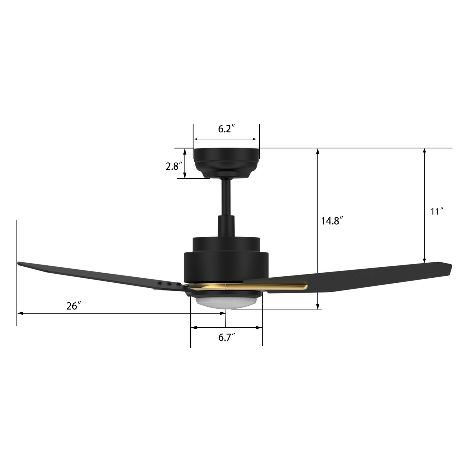 Carro - VS523J3-L11-B2-1G - 52"Smart Ceiling Fan - Tracer - Black