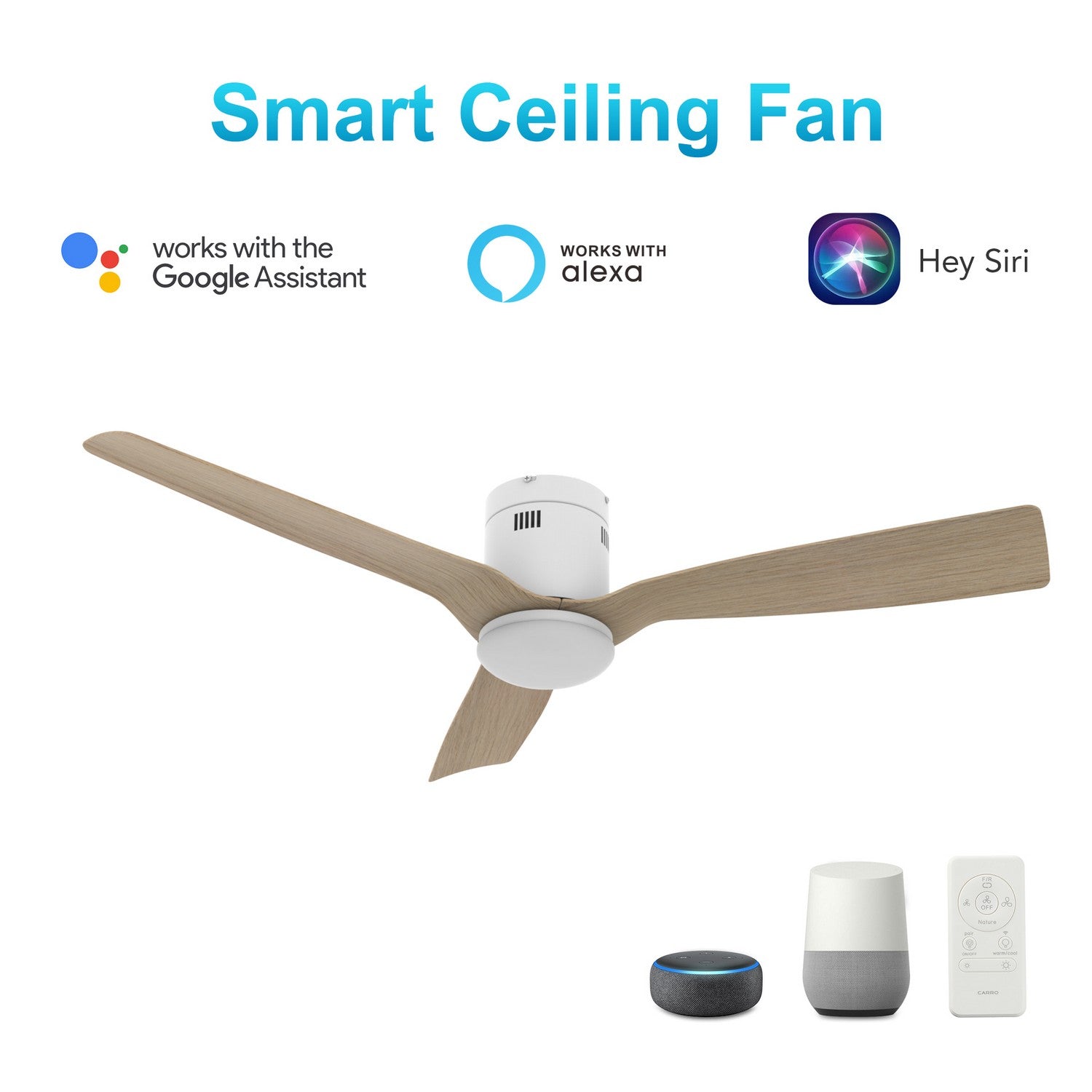 Carro - VS523P-L22-WR-1-FM - 52"Smart Ceiling Fan - Spezia - White