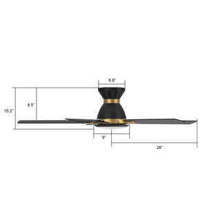 Carro - VS525J-L12-B2-1G-FM - 52"Smart Ceiling Fan - Espear - Black