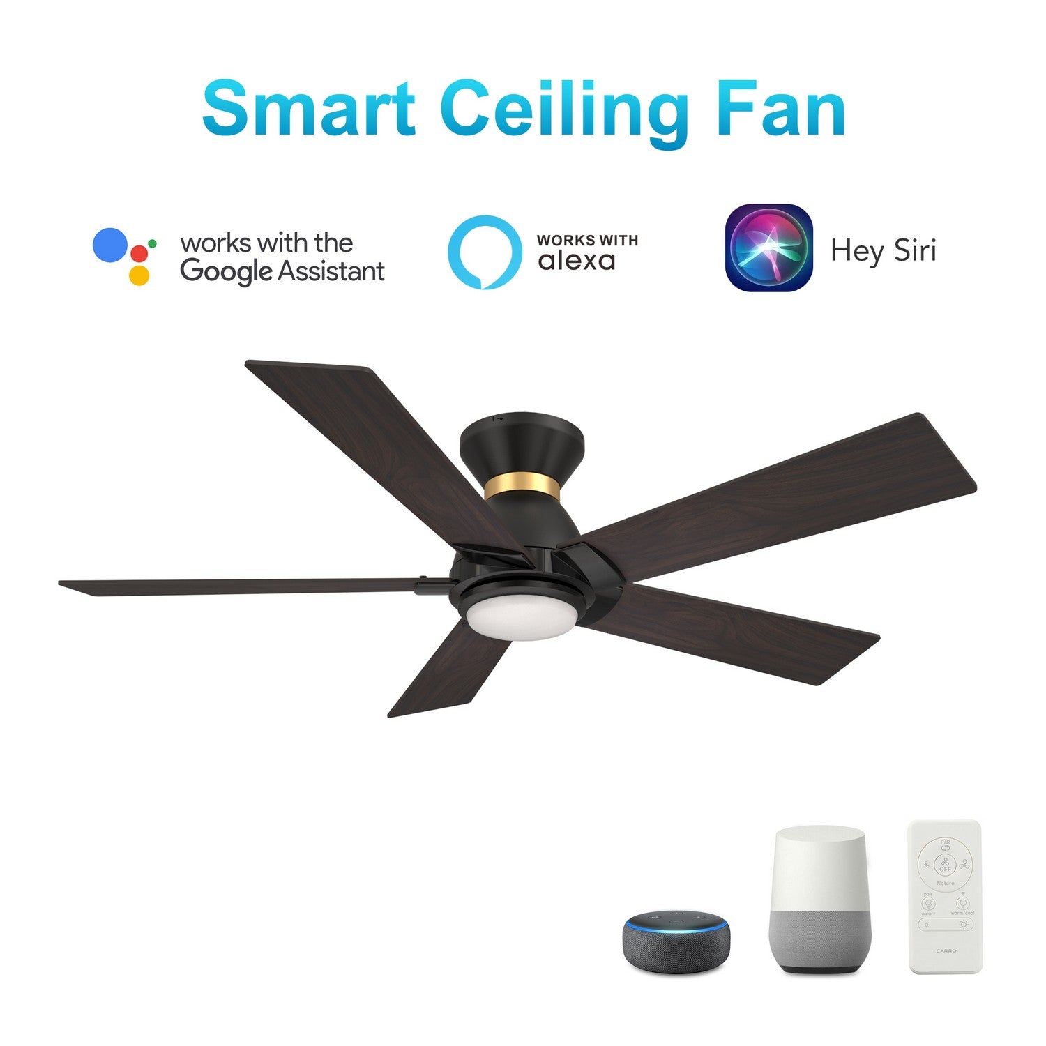 Carro - VS525J1-L11-BG-1-FMA - 52"Smart Ceiling Fan - Ascender - Black