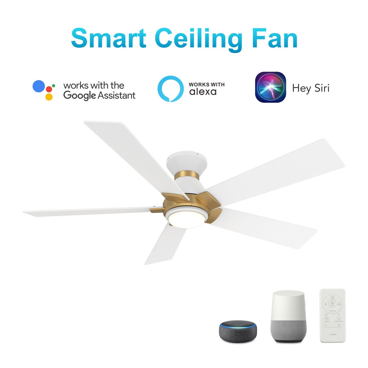 Carro - VS525J1-L11-W1-1G-FM - 52"Smart Ceiling Fan - Ascender - White