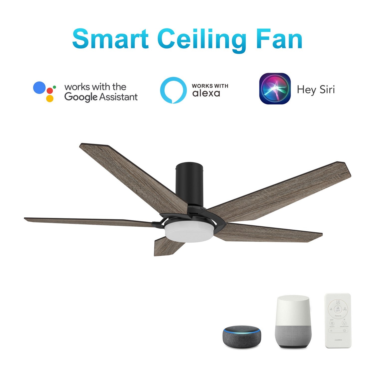 Carro - VS525B-L22-BS-1-FM - 52"Smart Ceiling Fan - Woodrow - Black