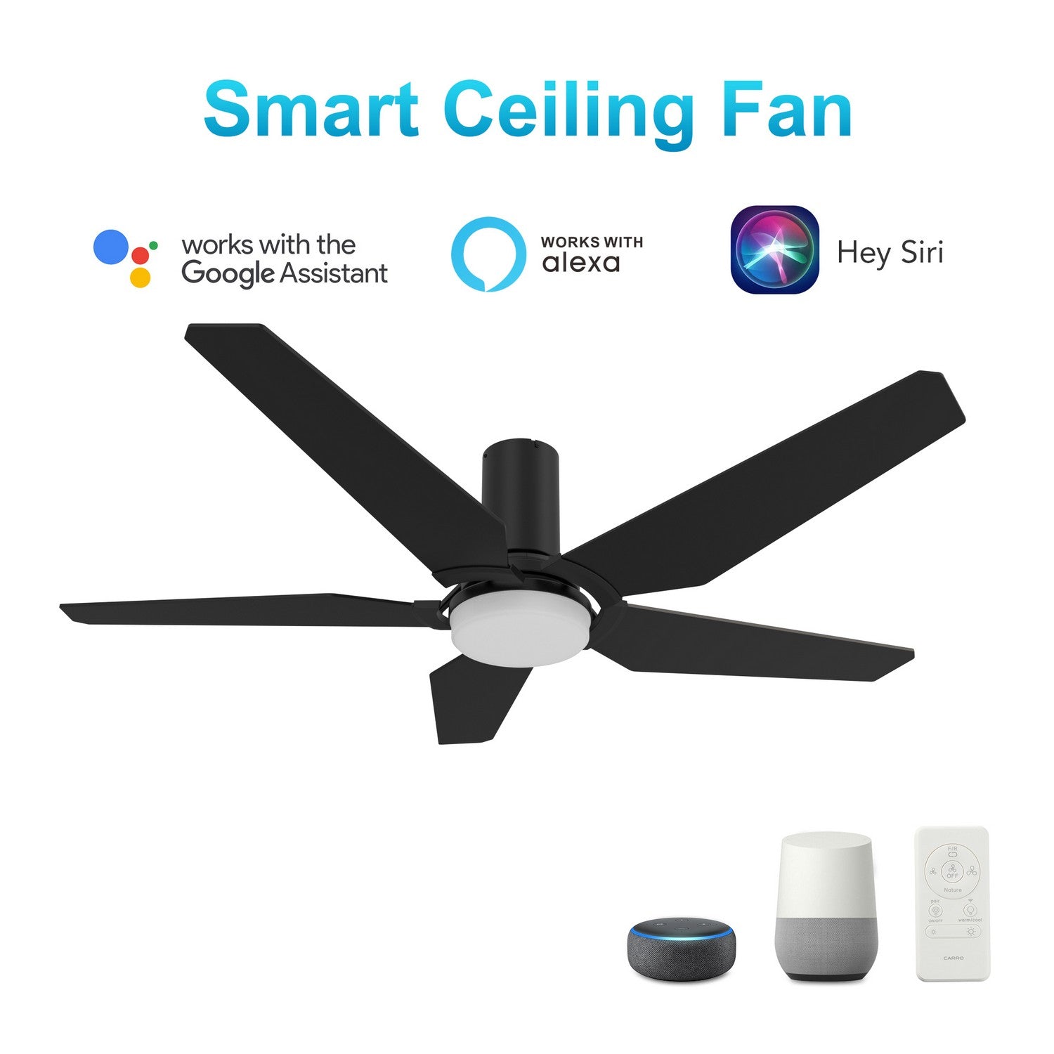 Carro - VS525B-L22-B2-1-FM - 52"Smart Ceiling Fan - Woodrow - Black