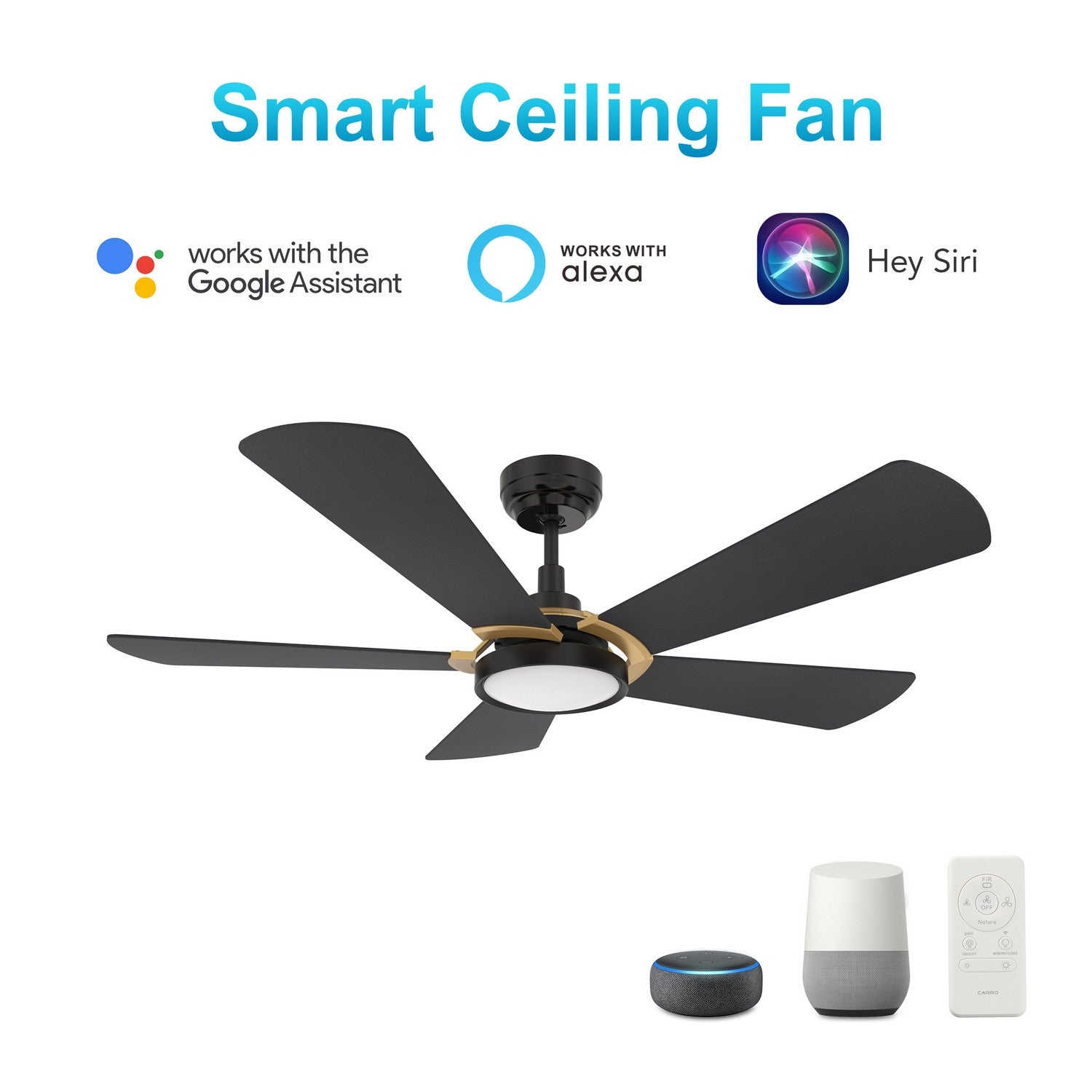 Carro - VS525B3-L22-B2-1G - 52"Smart Ceiling Fan - Winston - Black