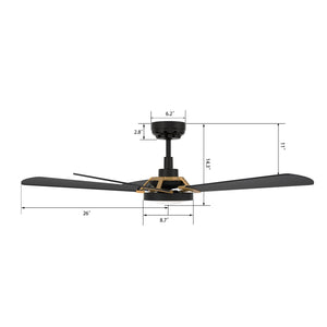 Carro - VS525B3-L22-B2-1G - 52"Smart Ceiling Fan - Winston - Black