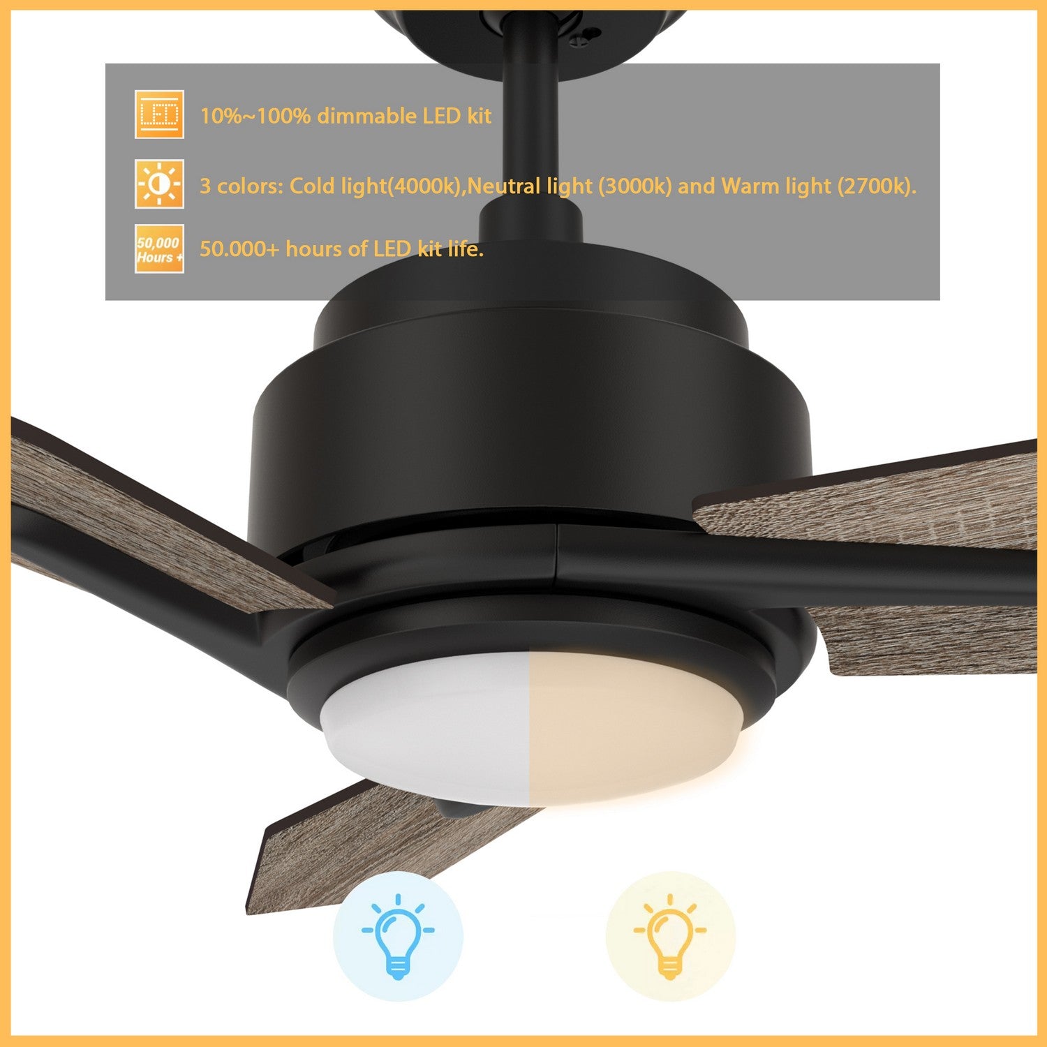 Carro - VS483J3-L11-BS-1 - 48"Smart Ceiling Fan - Tracer - Black