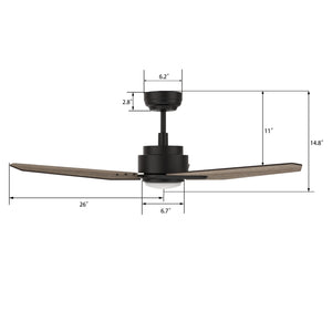 Carro - VS523J3-L11-BS-1 - 52"Smart Ceiling Fan - Tracer - Black