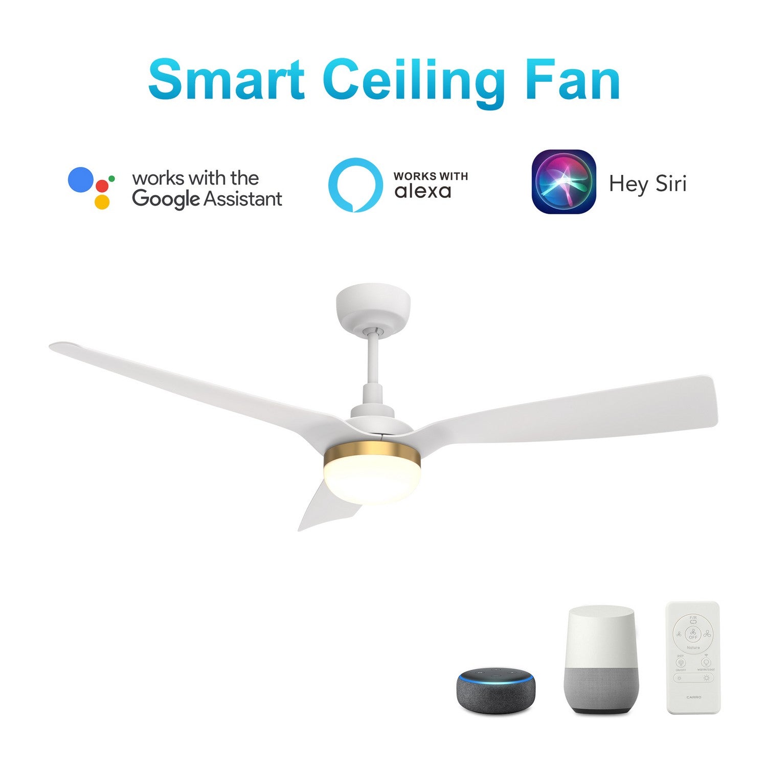 Carro - VS523P2-L22-W1-1 - 52"Smart Ceiling Fan - Spezia - White