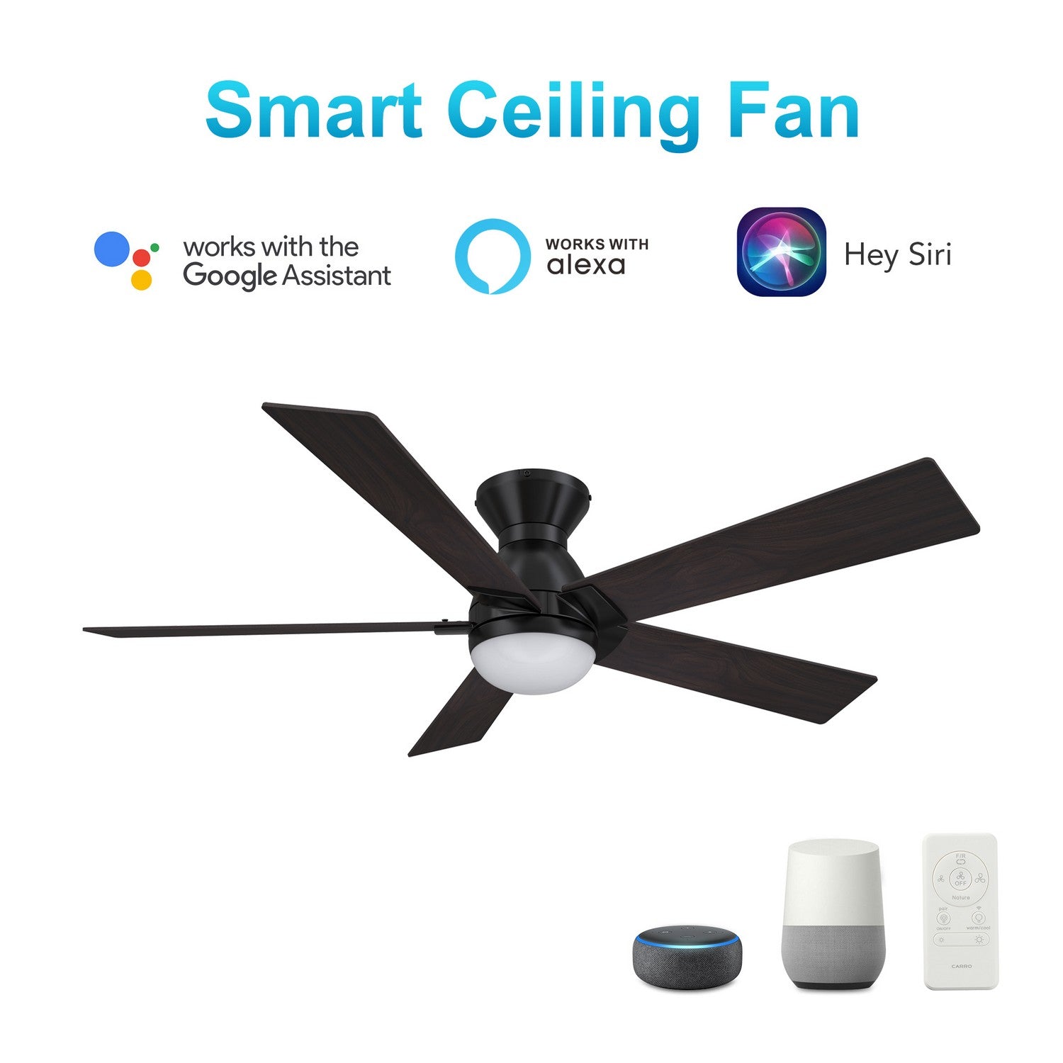 Carro - VS525J1-L21-BG-1-FM - 52"Smart Ceiling Fan - Ascender - Black