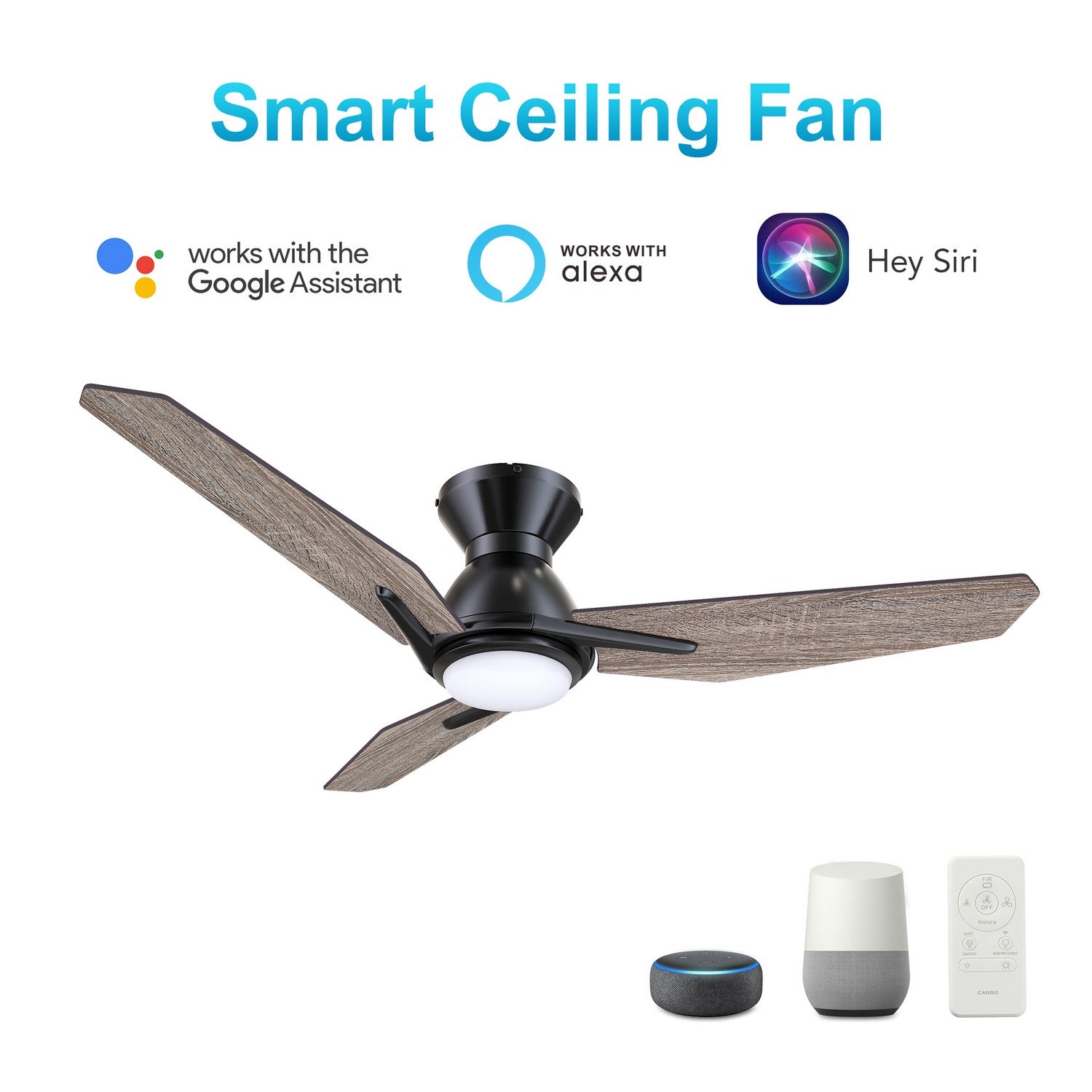 Carro - VS523J3-L11-BS-1-FM - 52"Smart Ceiling Fan - Calen - Black