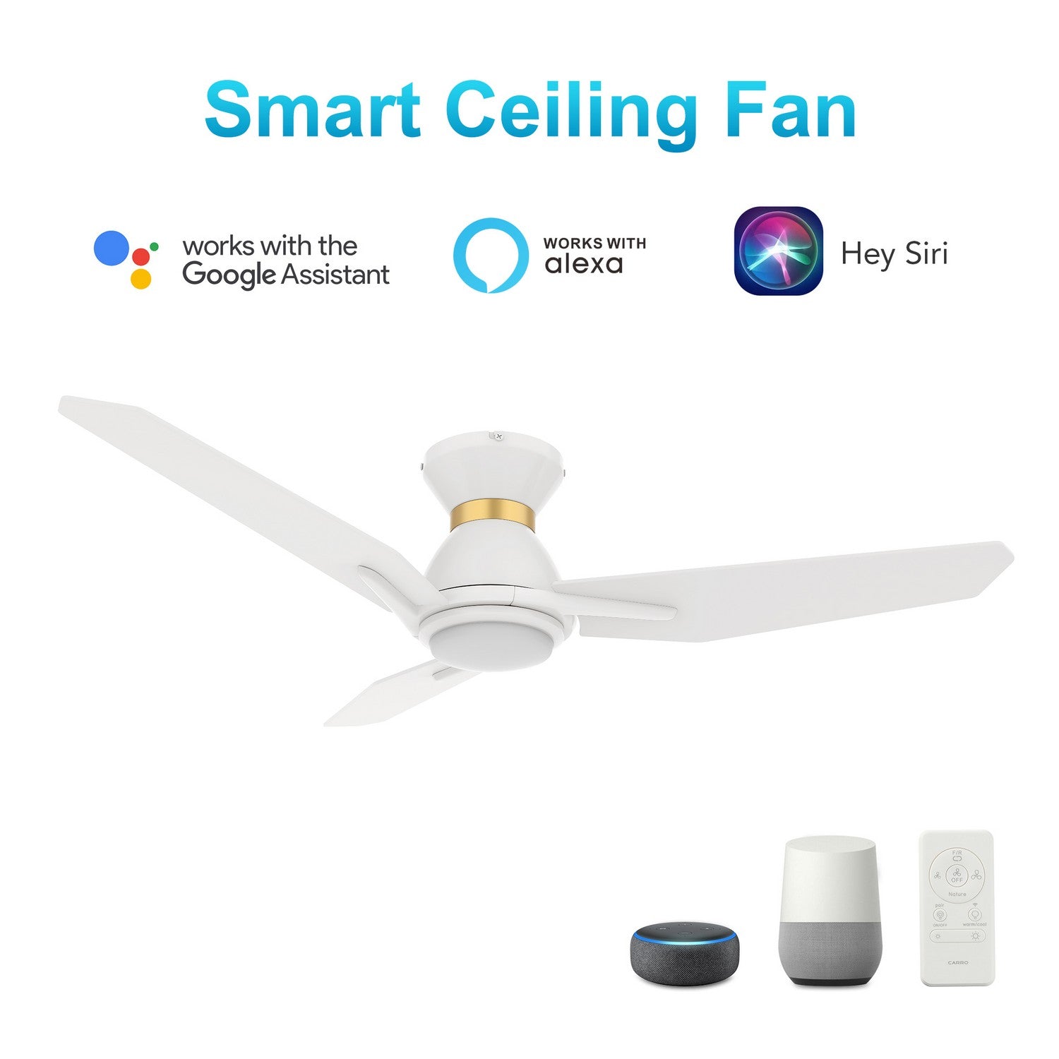 Carro - VS443J3-L11-W1-1-FMA - 44"Smart Ceiling Fan - Calen - White