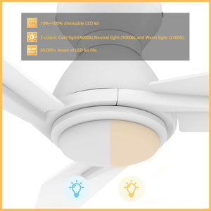 Carro - VS483J3-L11-W1-1-FM - 48"Smart Ceiling Fan - Calen - White