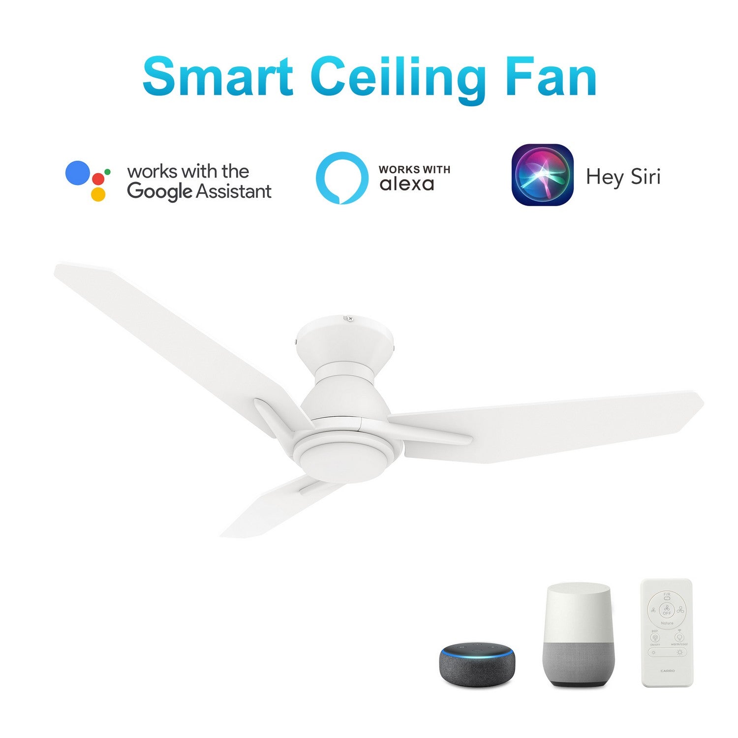 Carro - VS483J3-L11-W1-1-FM - 48"Smart Ceiling Fan - Calen - White