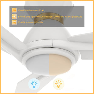 Carro - VS483J3-L11-W1-1-FMA - 48"Smart Ceiling Fan - Calen - White