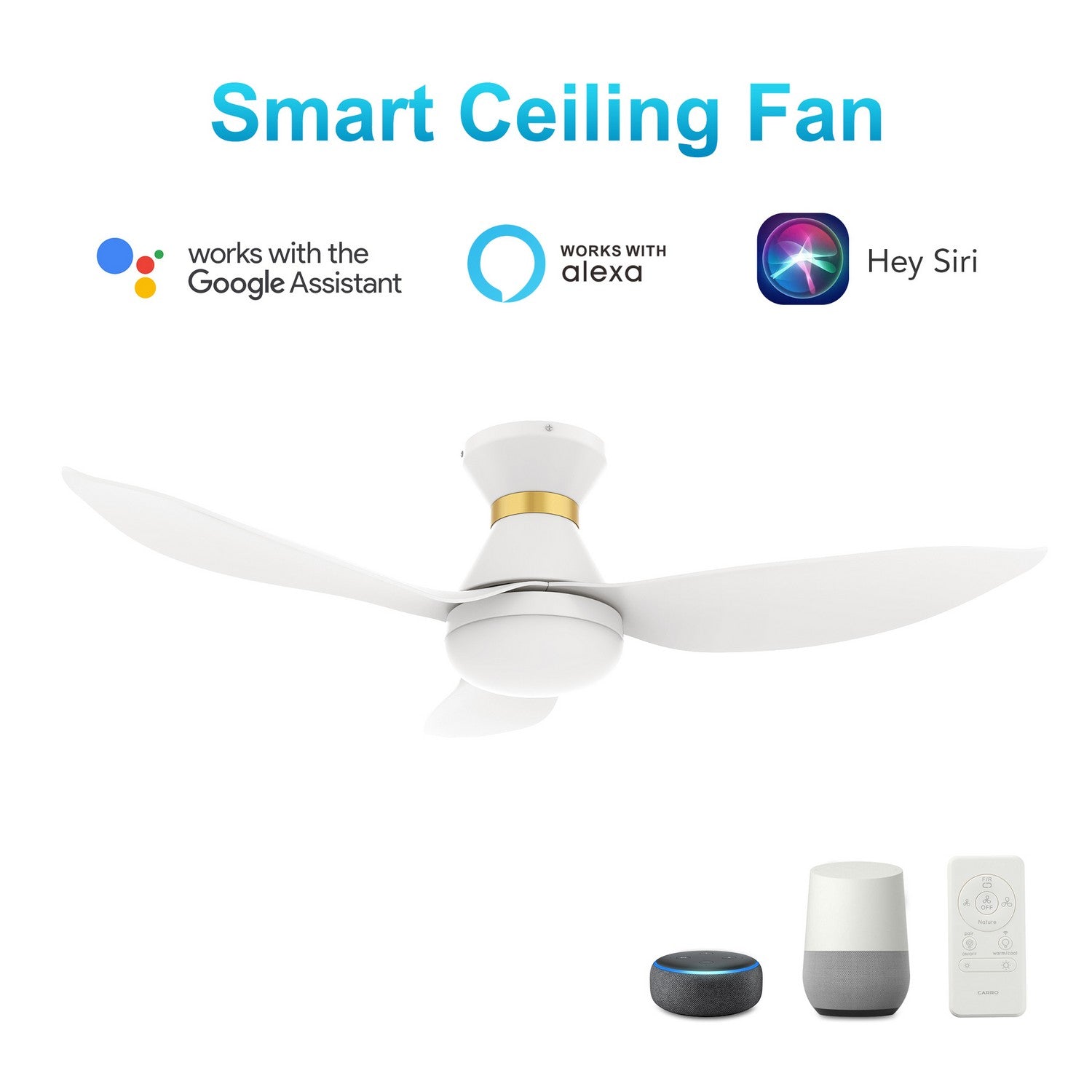 Carro - VS453V-L22-W1-1-FMA - 45"Smart Ceiling Fan - Ryatt - White