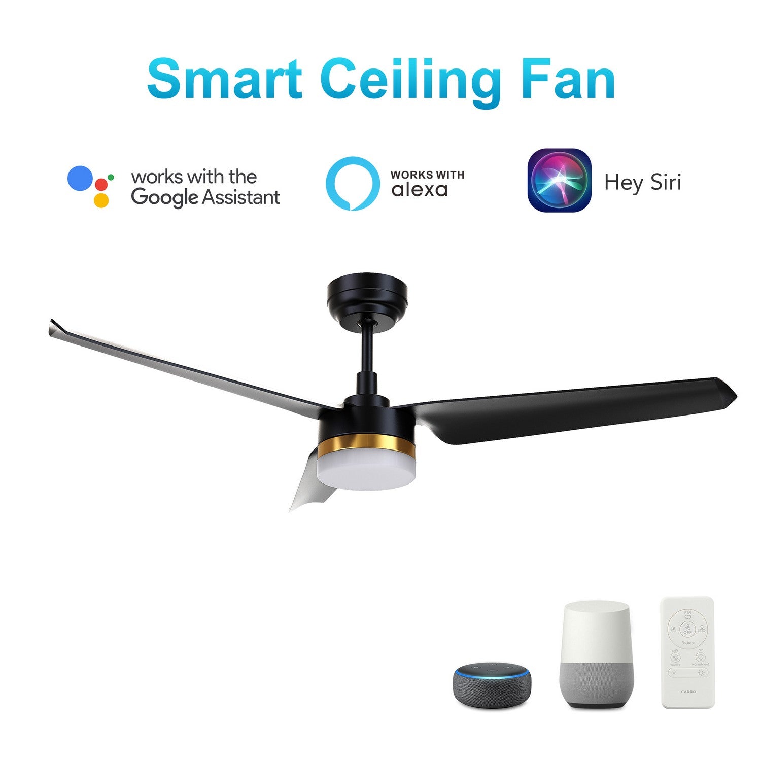 Carro - VS523N-L12-B2-1 - 52"Smart Ceiling Fan - Atticus - Black