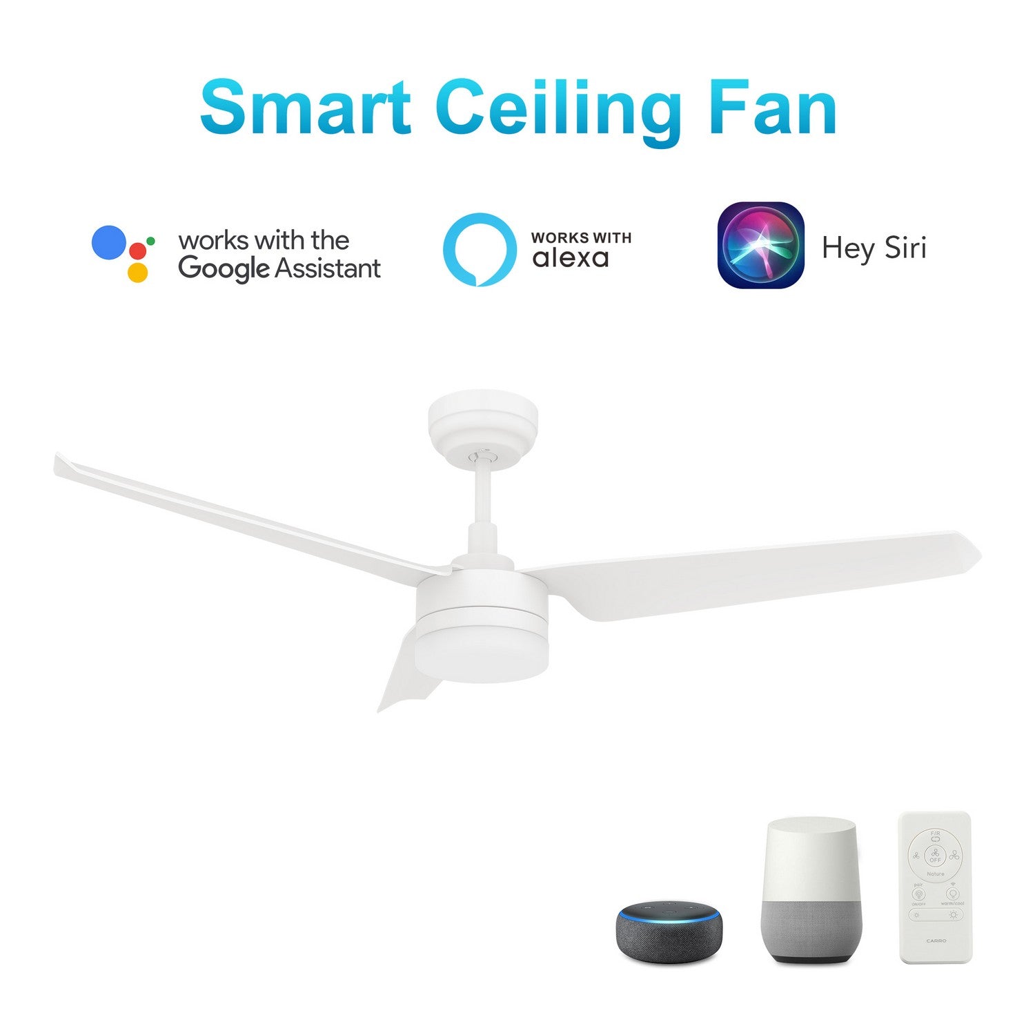 Carro - VS523N-L12-W1-1 - 52"Smart Ceiling Fan - Atticus - White