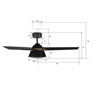 Carro - DC483A-L12-B2-1G - 48'' Ceiling Fan - Kenora - Black