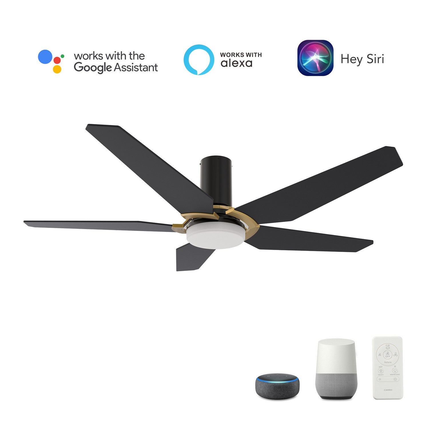 Carro - VS485B-L22-B2-1G-FM - 48"Smart Ceiling Fan - Woodrow - Black