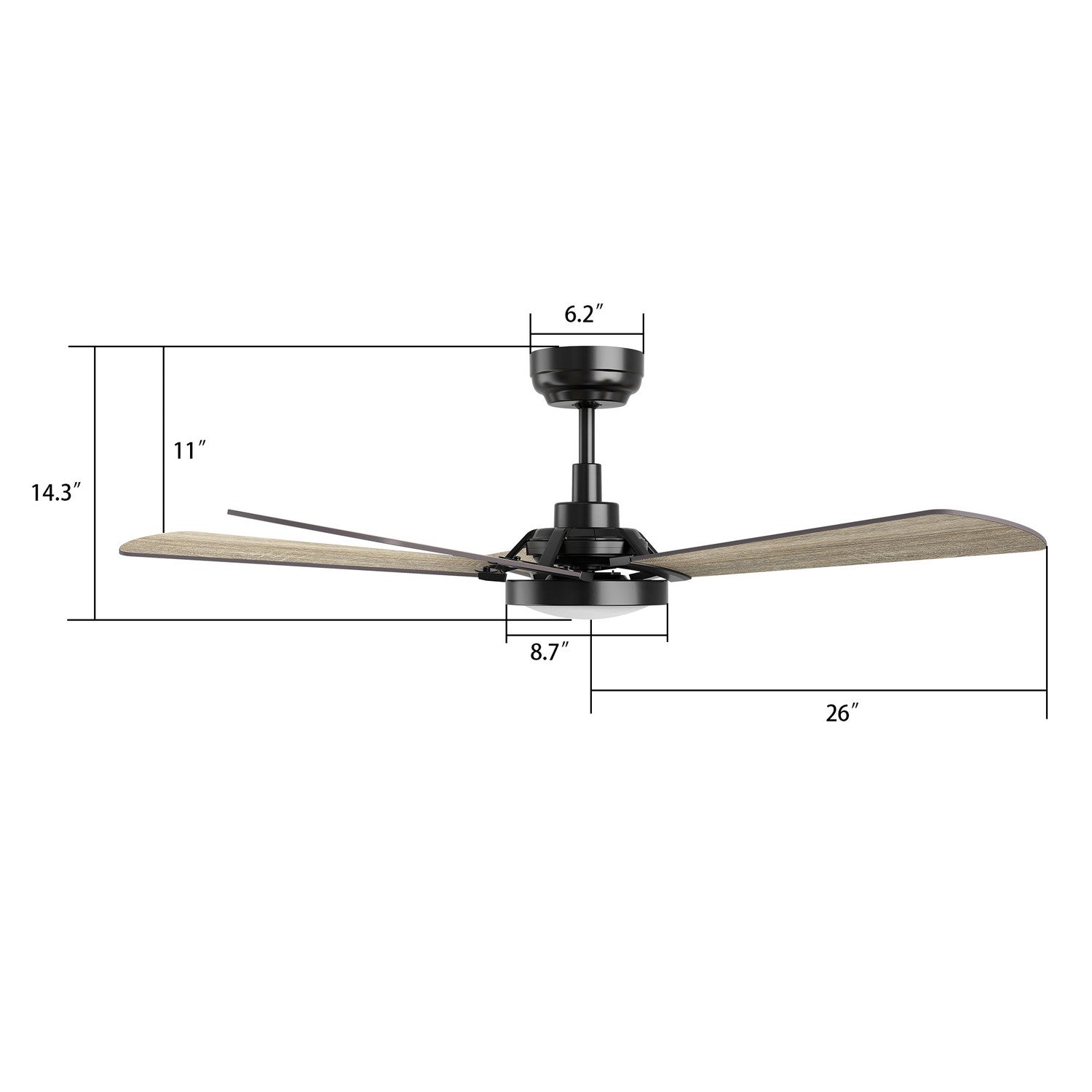 Carro - VS525B3-L22-BS-1 - 52"Smart Ceiling Fan - Winston - Black