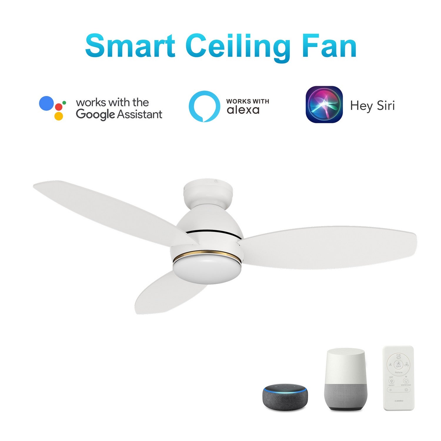 Carro - VS483Q6-L12-W1-1-FM - 48"Smart Ceiling Fan - Hobart - White