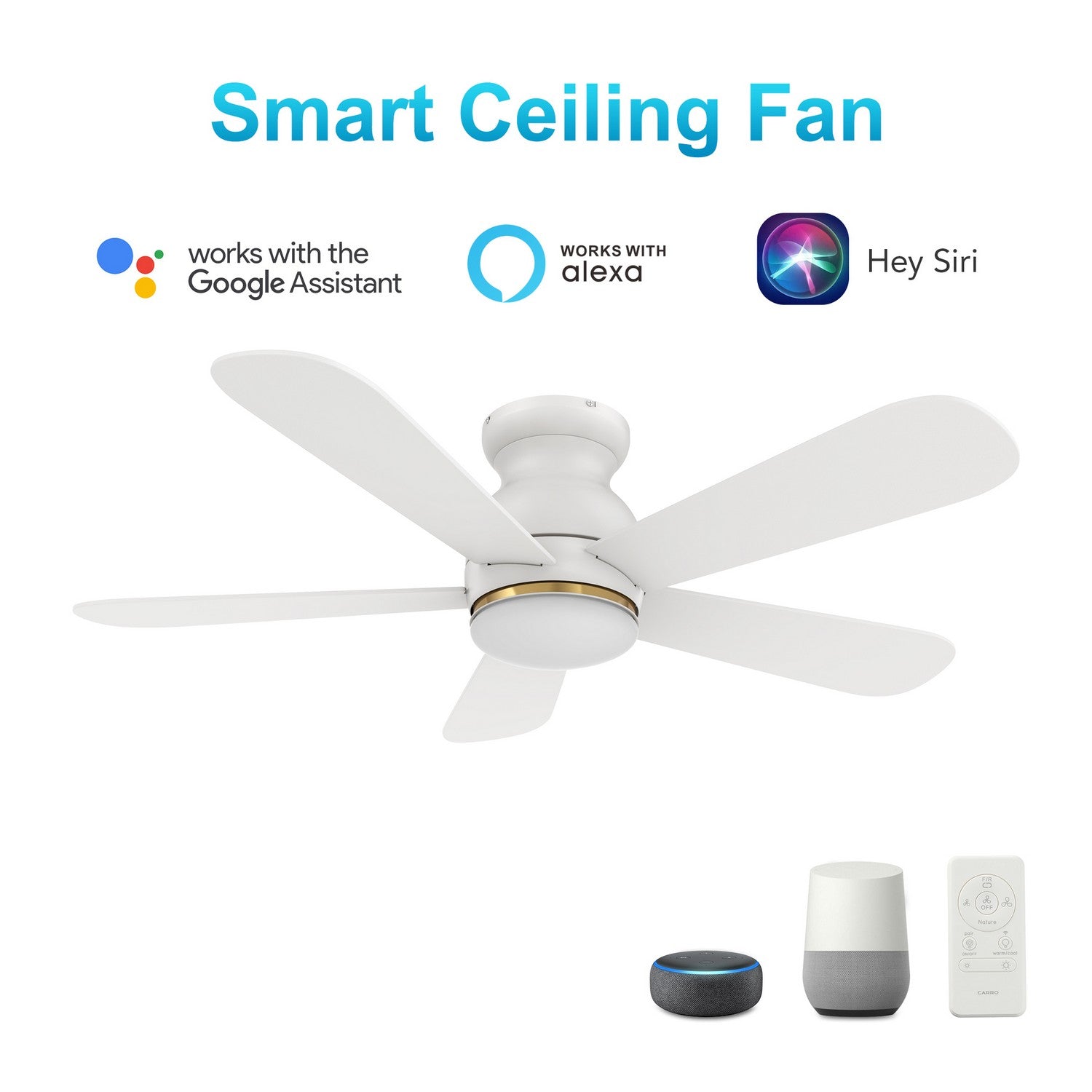 Carro - VS485Q-L12-W1-1-FM - 48"Smart Ceiling Fan - Dubois - White