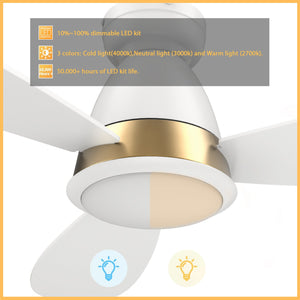 Carro - VS523Q7-L12-W1-1-FMA - 52"Smart Ceiling Fan - York - White