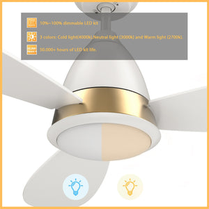 Carro - VS523Q7-L12-W1-1A - 52"Smart Ceiling Fan - York - White