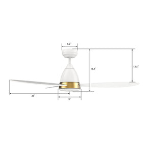 Carro - VS523Q7-L12-W1-1A - 52"Smart Ceiling Fan - York - White