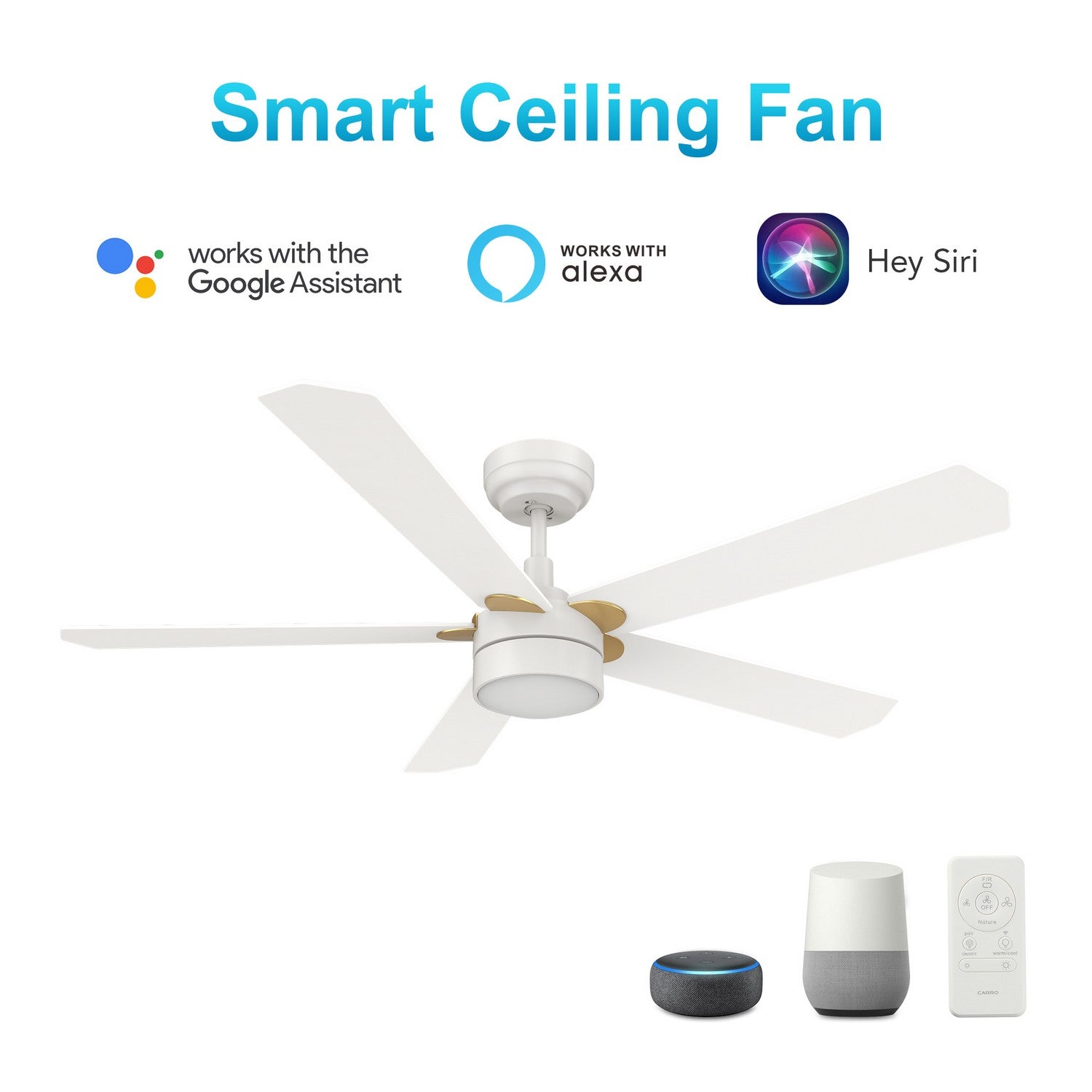 Carro - VS525E2-L11-W1-1G - 52"Smart Ceiling Fan - Tarrasa - White