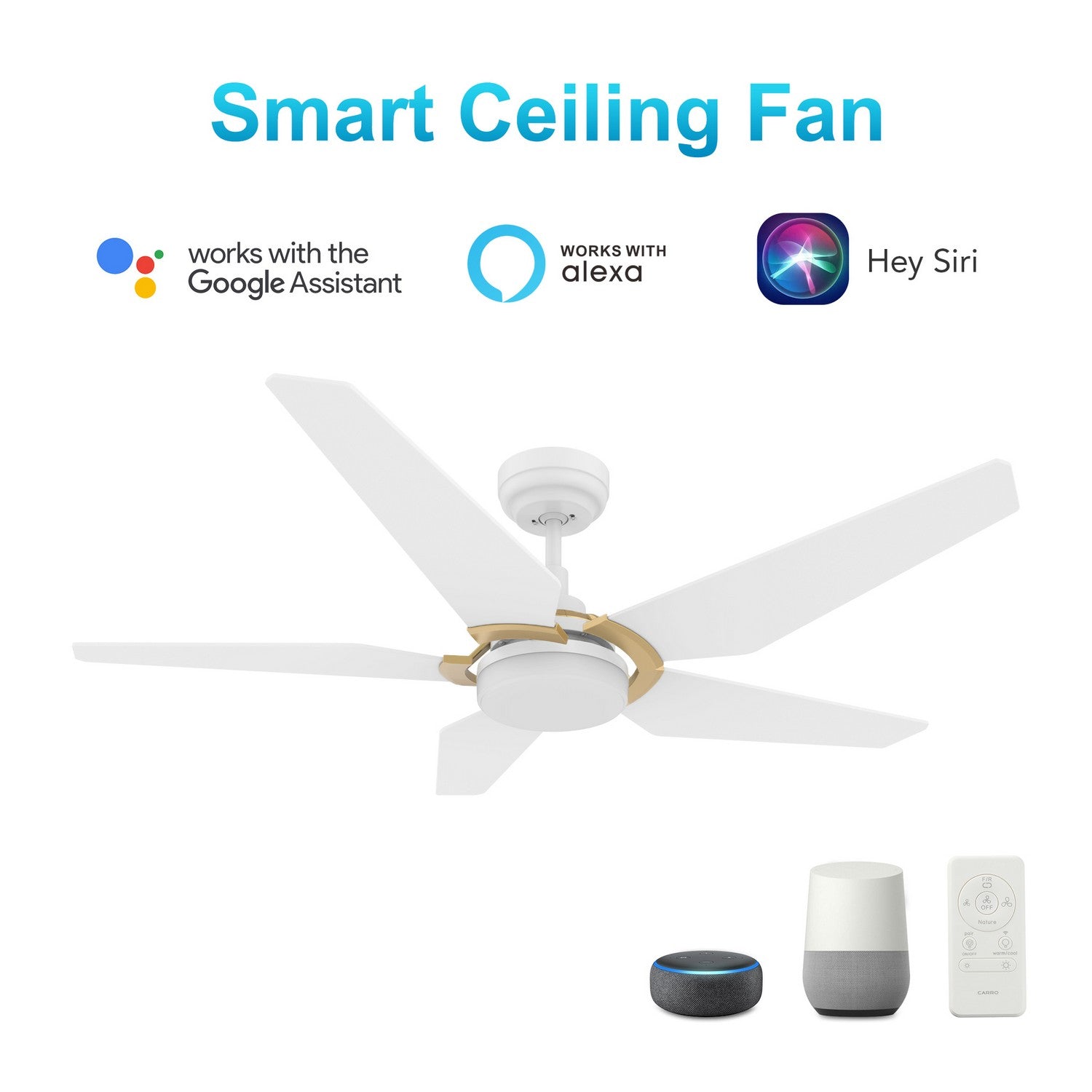 Carro - VS525B-L22-W1-1G - 52"Smart Ceiling Fan - Woodrow - White