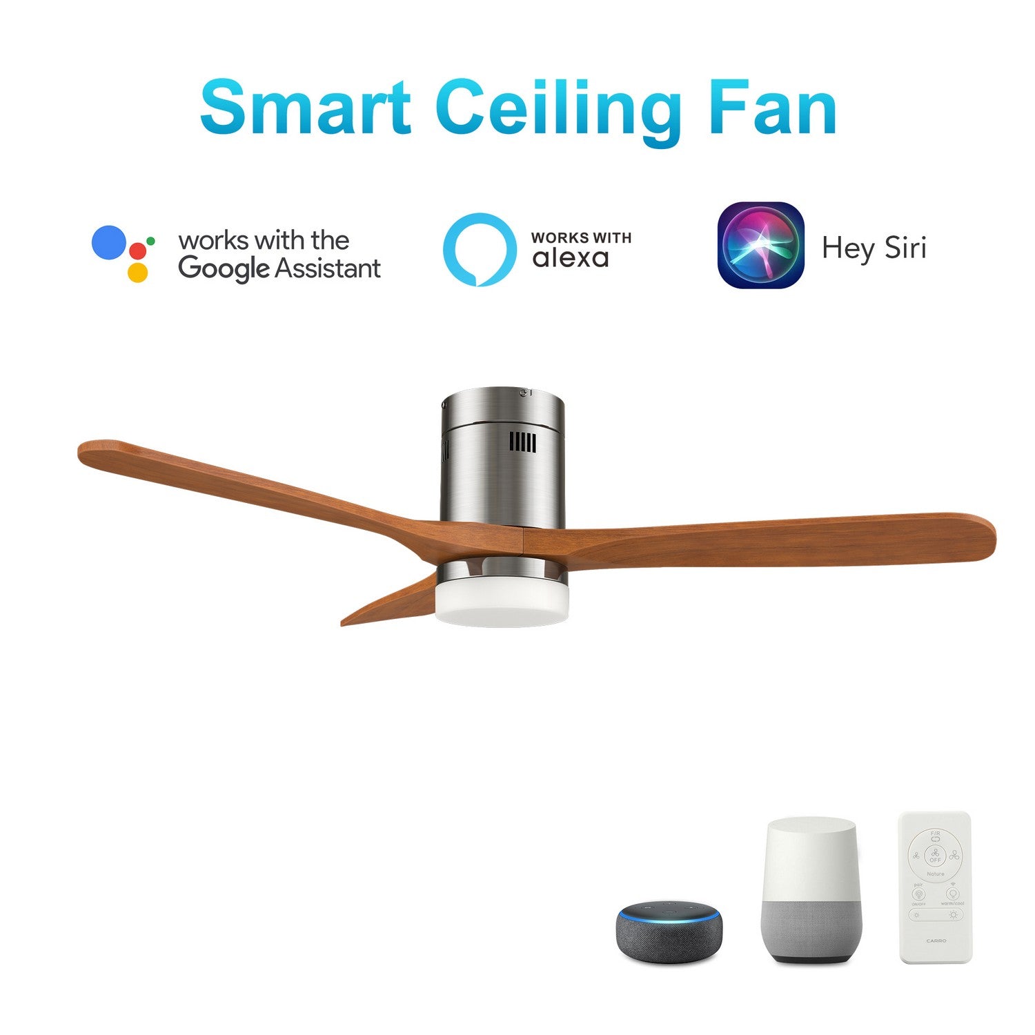 Carro - VS523P3-L12-SM2-1-FM - 52"Smart Ceiling Fan - Labelle - Silver