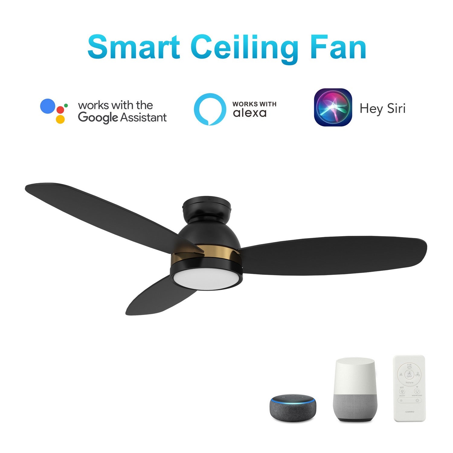 Carro - VS523Q5-L12-B2-1-FM - 52"Smart Ceiling Fan - Fremont - Black