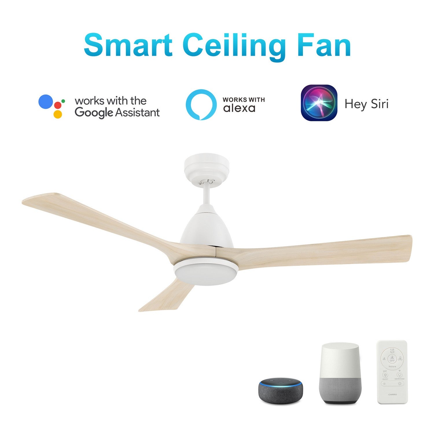 Carro - VS523A2-L12-WM1-1 - 52"Smart Ceiling Fan - Perry - White