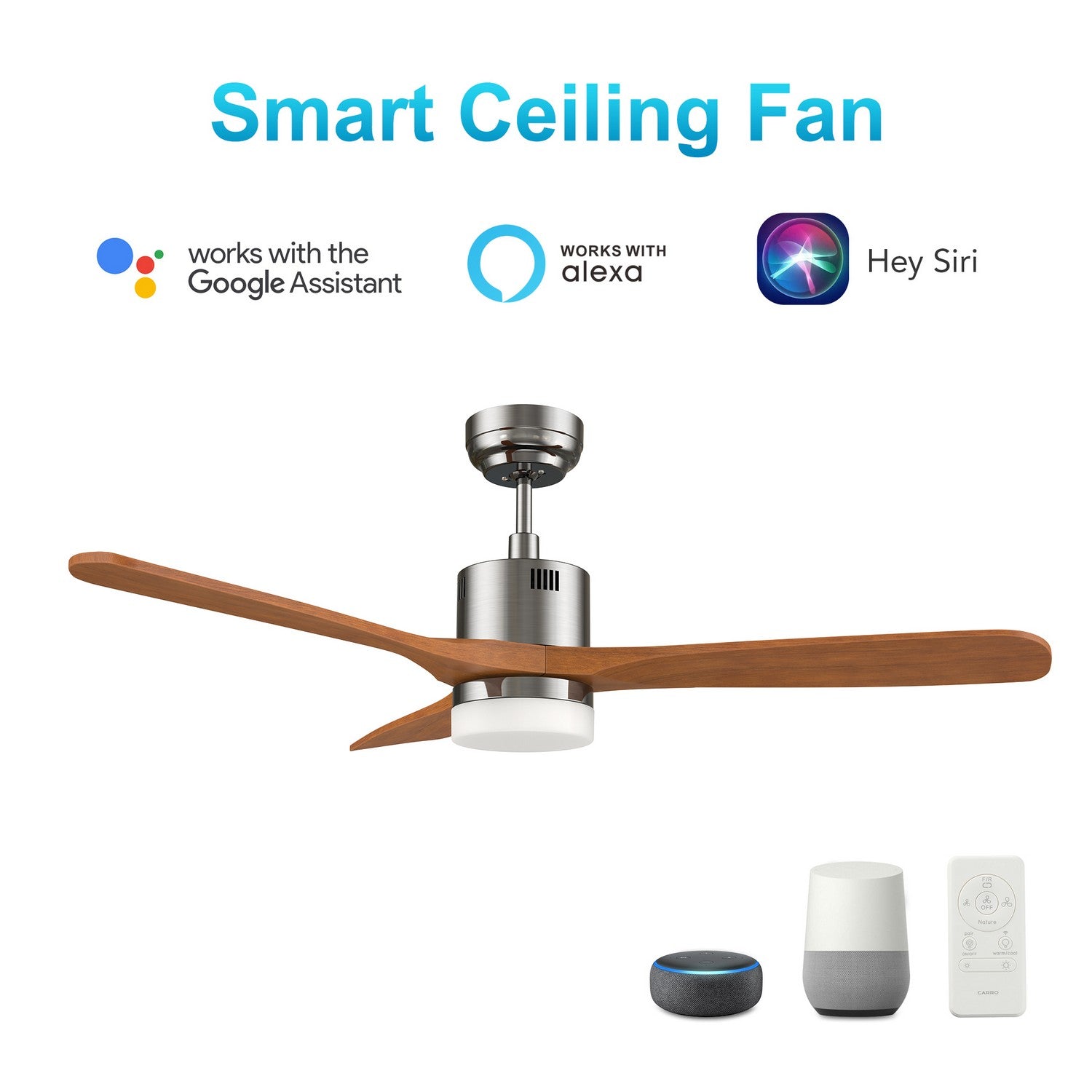 Carro - VS523E4-L12-SM2-1 - 52"Smart Ceiling Fan - Palmer - Silver