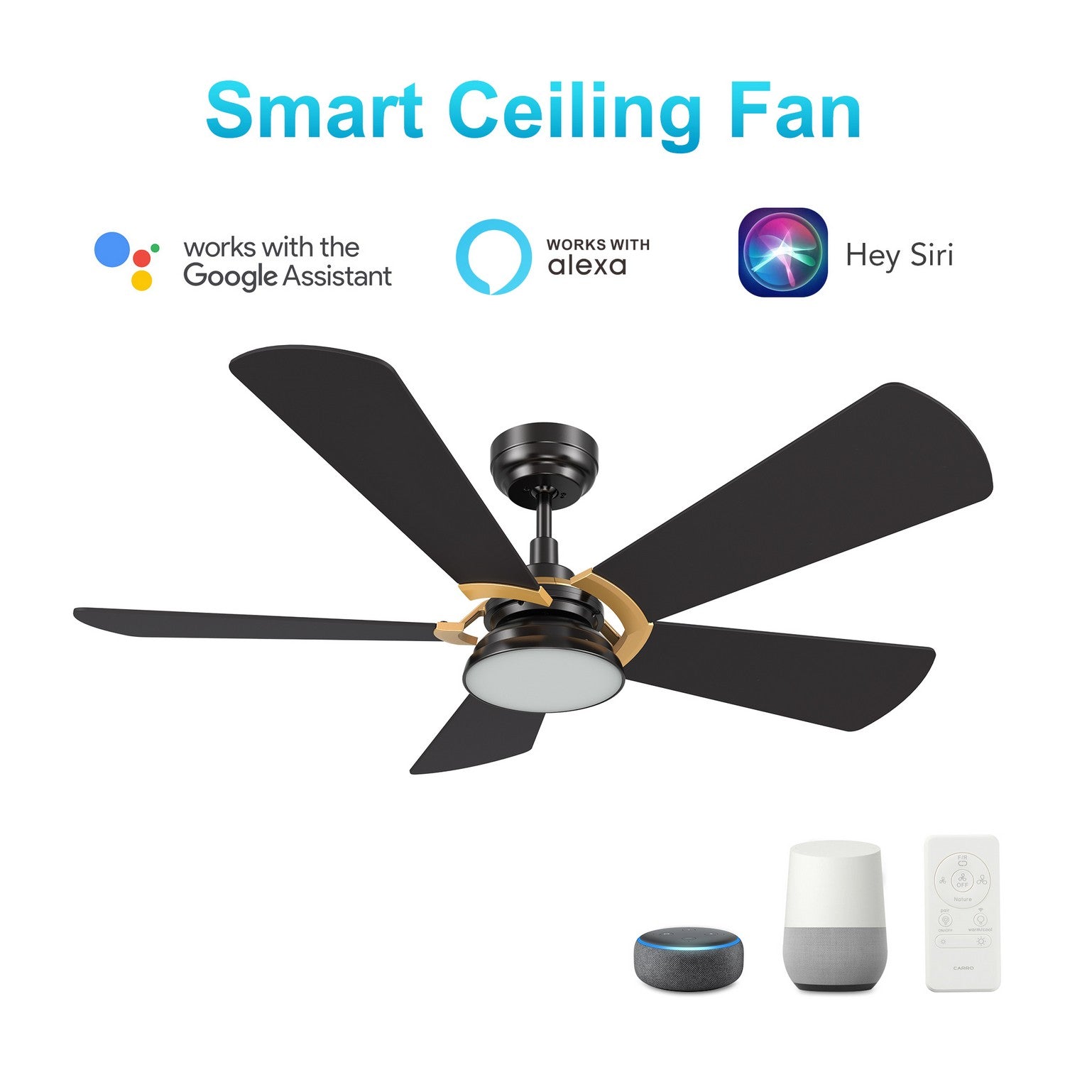 Carro - VS525B6-L12-B2-1G - 52"Smart Ceiling Fan - Savili - Black