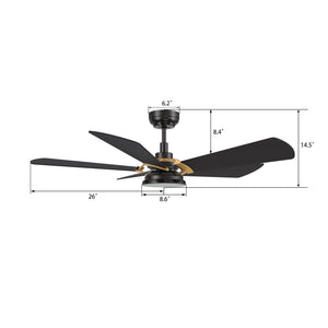 Carro - VS525B6-L12-B2-1G - 52"Smart Ceiling Fan - Savili - Black