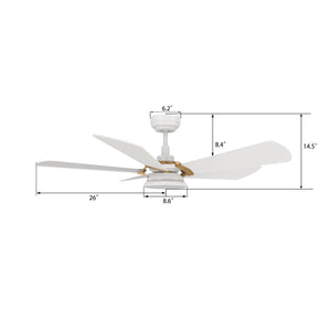 Carro - VS525B6-L12-W1-1G - 52"Smart Ceiling Fan - Savili - White