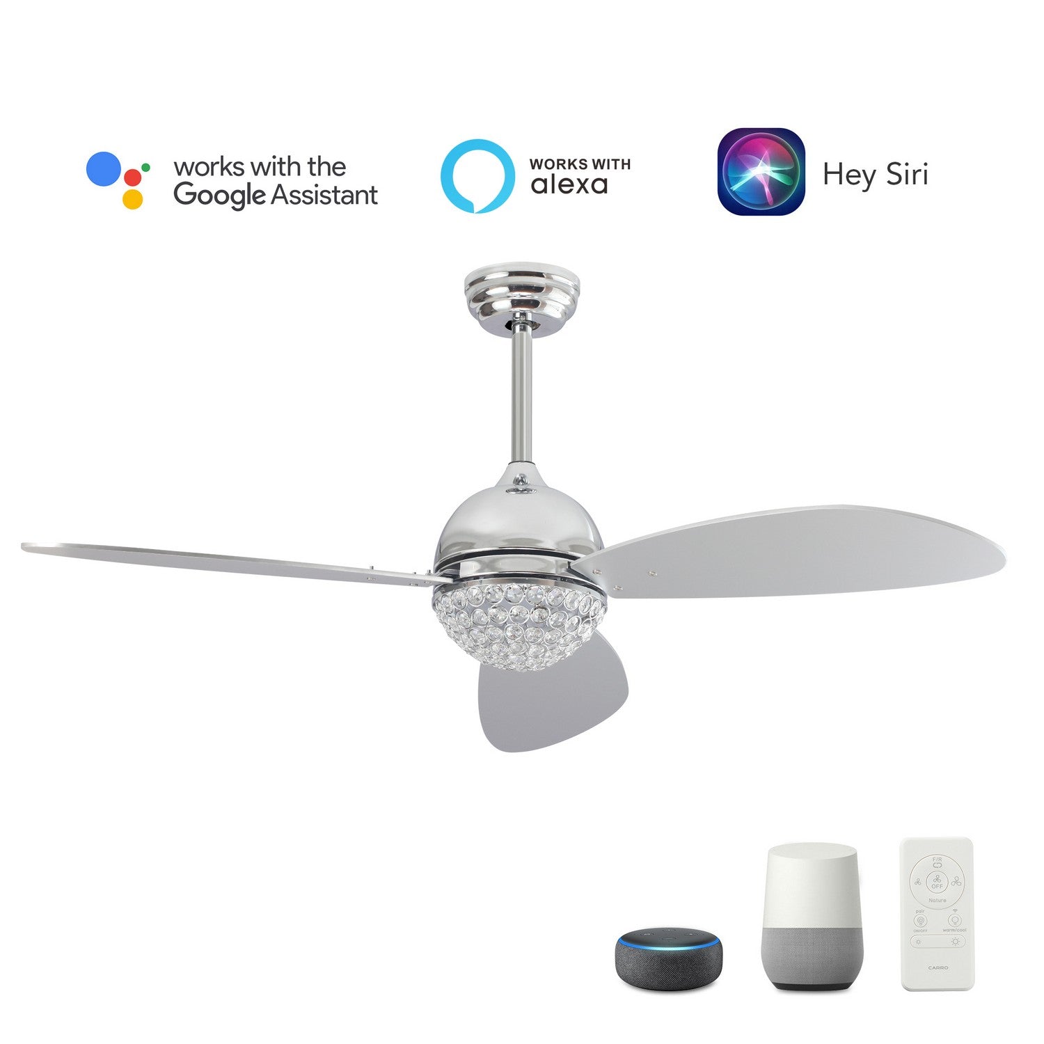 Carro - VS483Q3-L12-SC-1 - 48"Smart Ceiling Fan - Coren - Silver