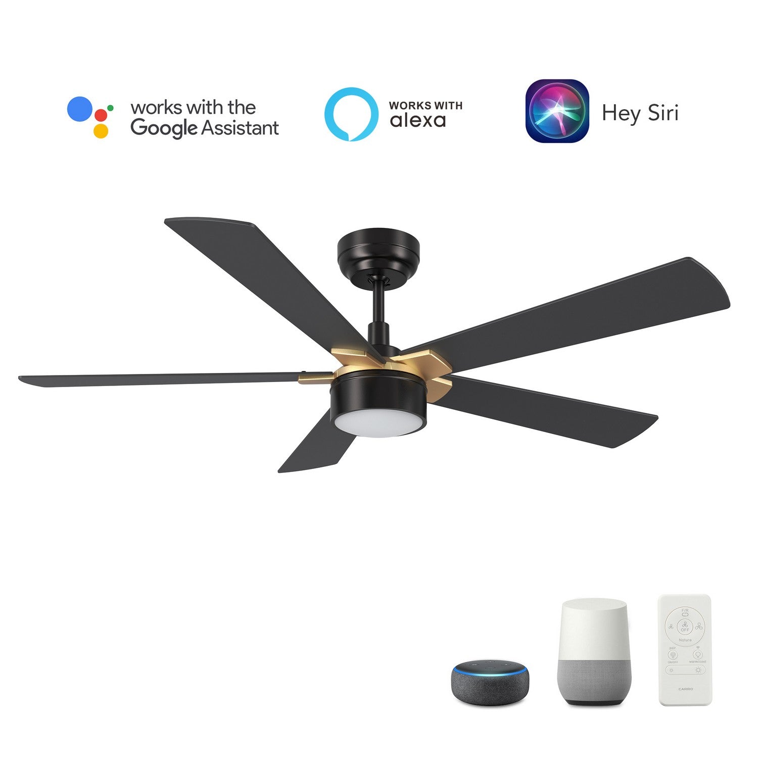 Carro - VS525B5-L11-B2-1G - 52"Smart Ceiling Fan - Stockton - Black