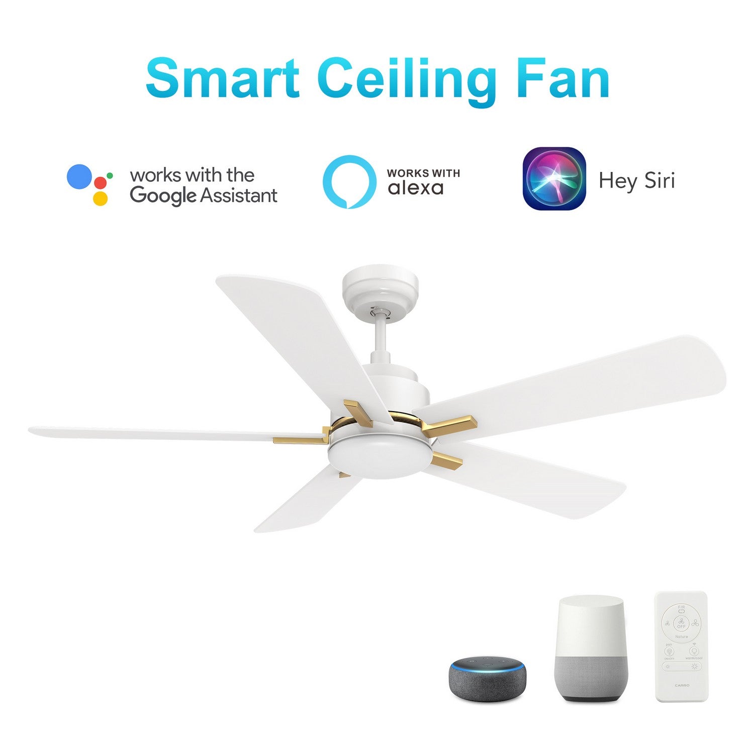 Carro - VS525E3-L12-W1-1G - 52"Smart Ceiling Fan - Olinda - White