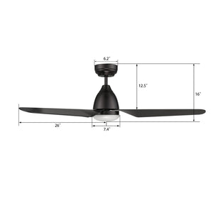 Carro - VS523N1-L12-B2-1 - 52"Smart Ceiling Fan - Toulon - Black