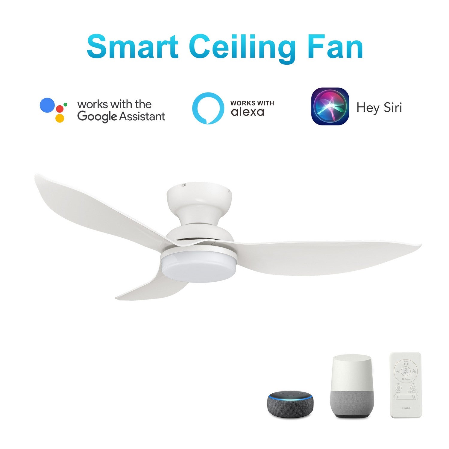 Carro - VS453V1-L12-W1-1-FM - 45"Smart Ceiling Fan - Upton - White