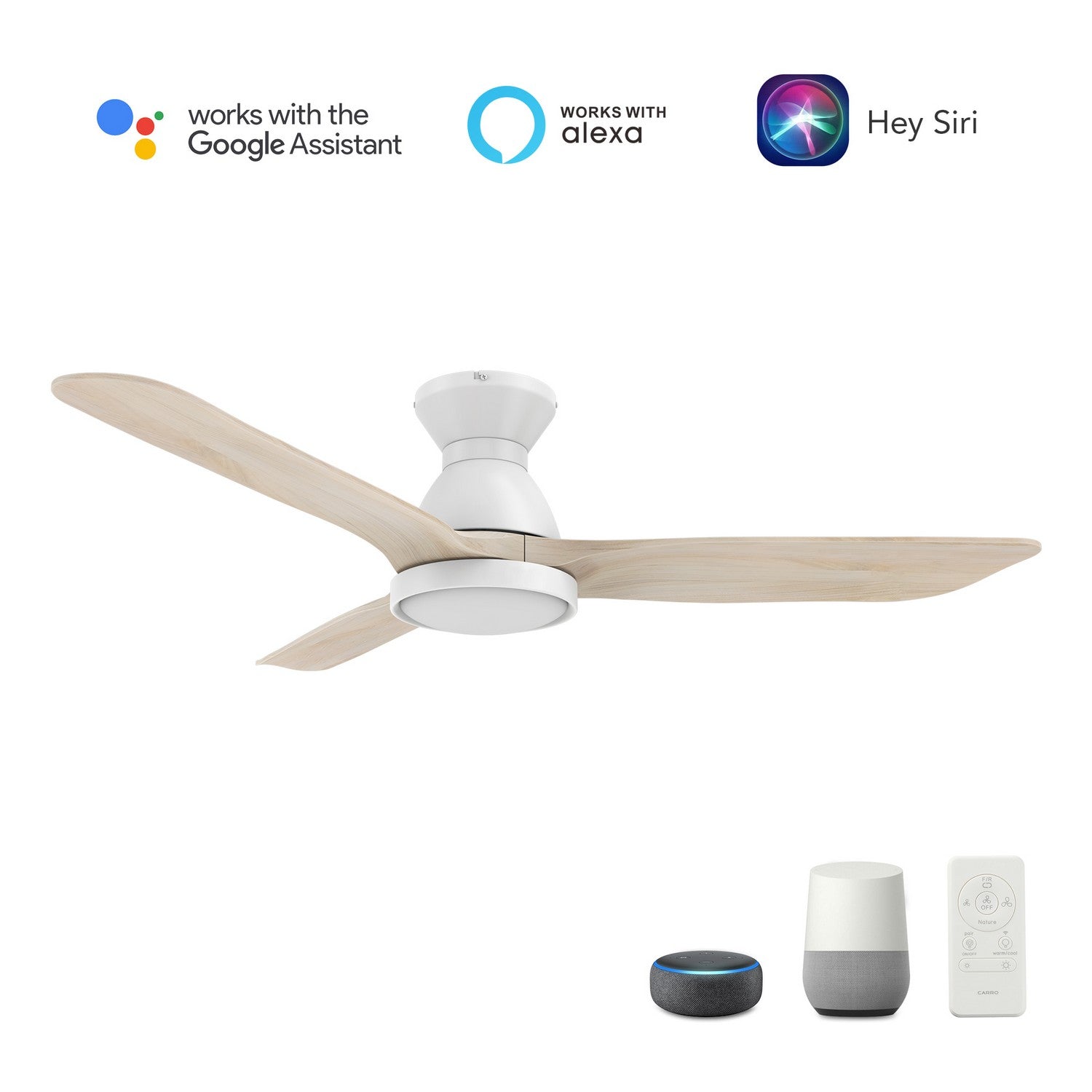 Carro - VS523F3-L12-WM1-1-FM - 52"Smart Ceiling Fan - Jaaron - White