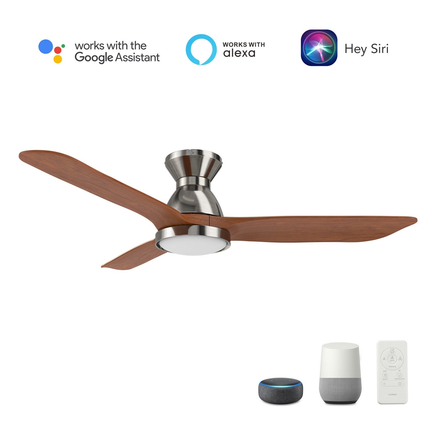 Carro - VS523F3-L12-SM2-1-FM - 52"Smart Ceiling Fan - Jaaron - Silver