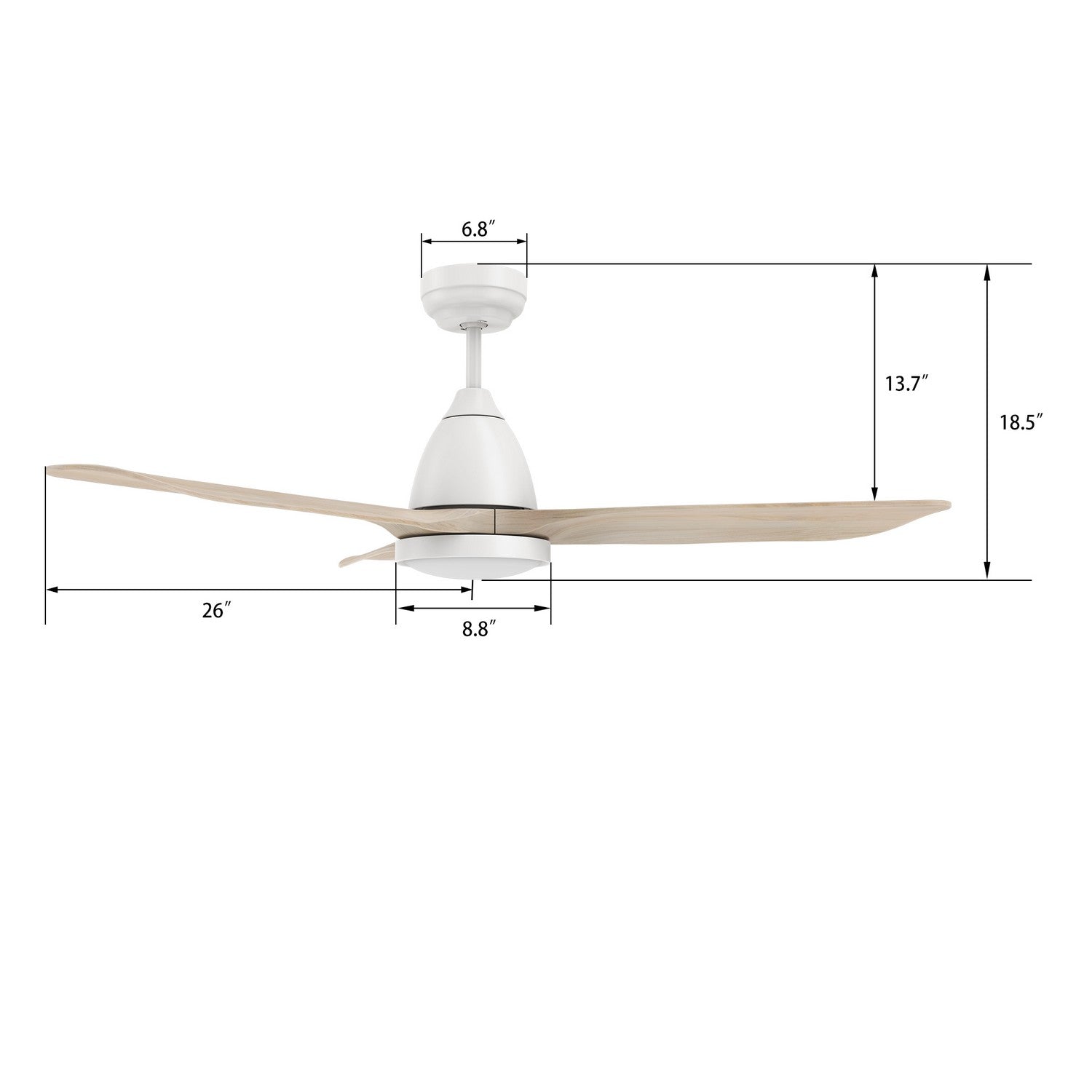 Carro - VS523F3-L12-WM1-1 - 52"Smart Ceiling Fan - Garrick - White